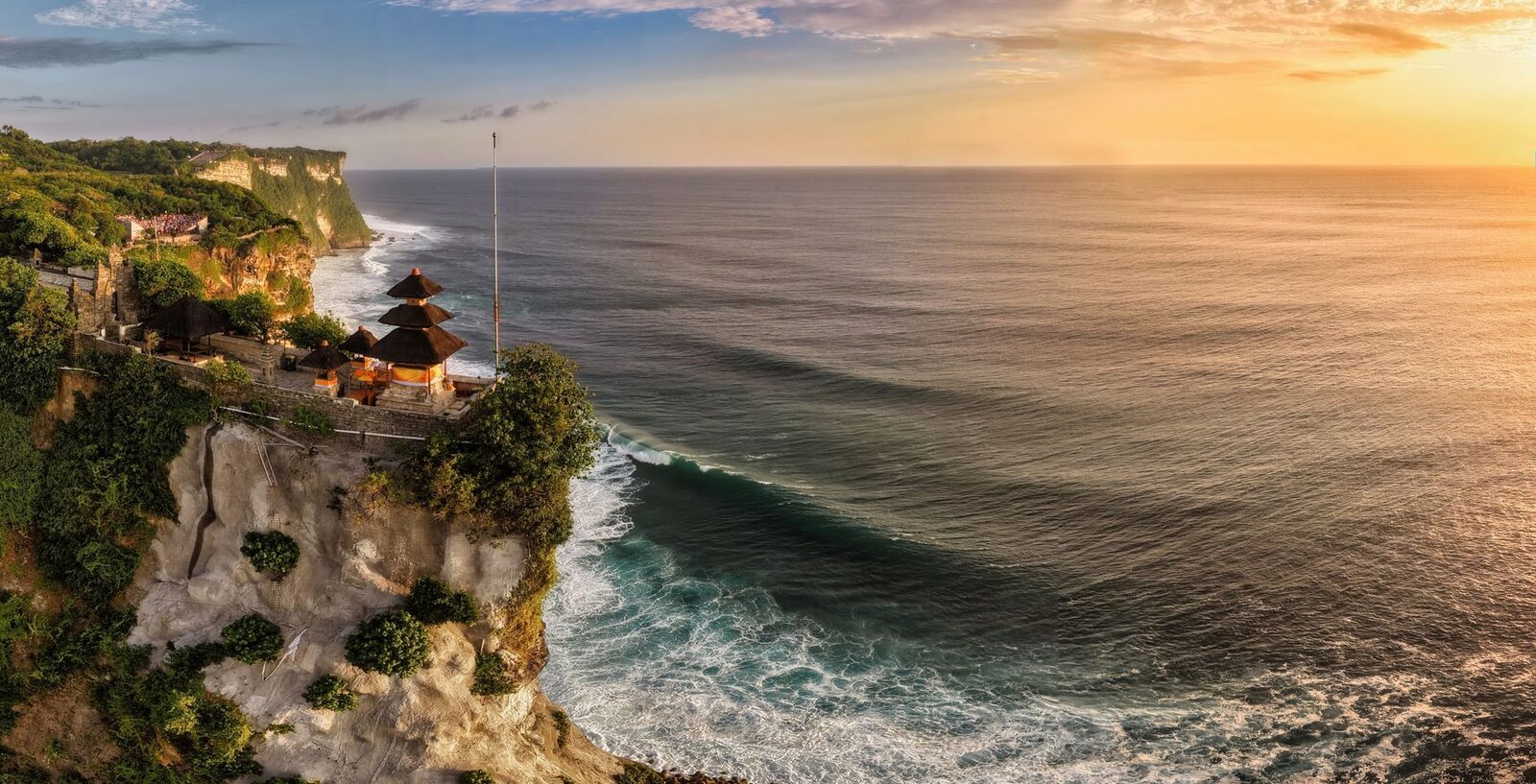 The temple headland catching the last golden light.