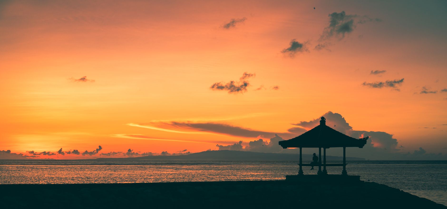 Sunset over the sea from the Sanur coast