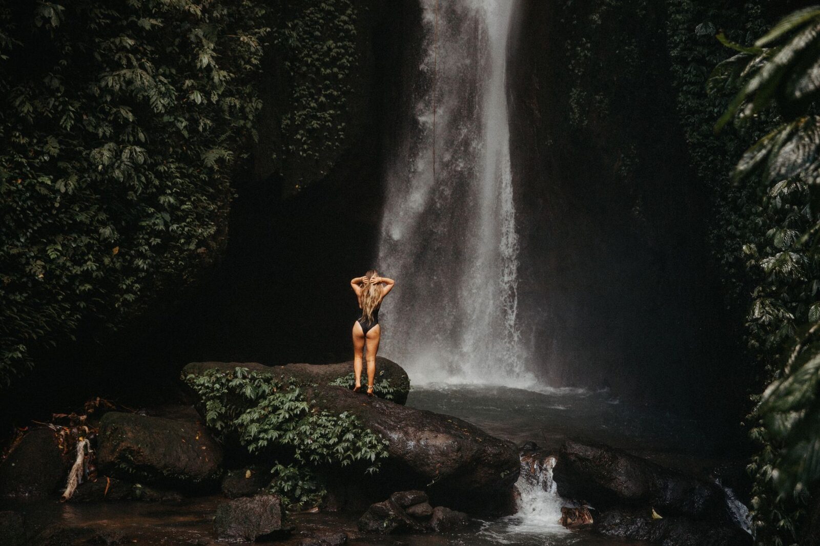 A single tall fall deeper in the same jungle system.