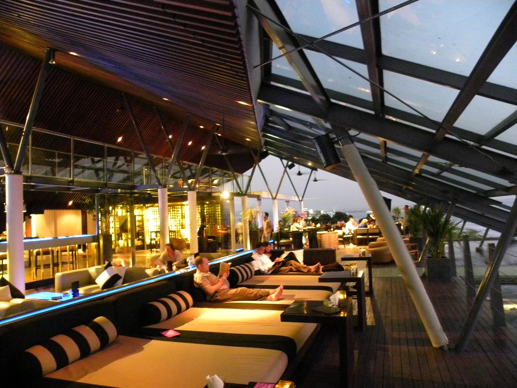The stylish lounge of a Seminyak beach club