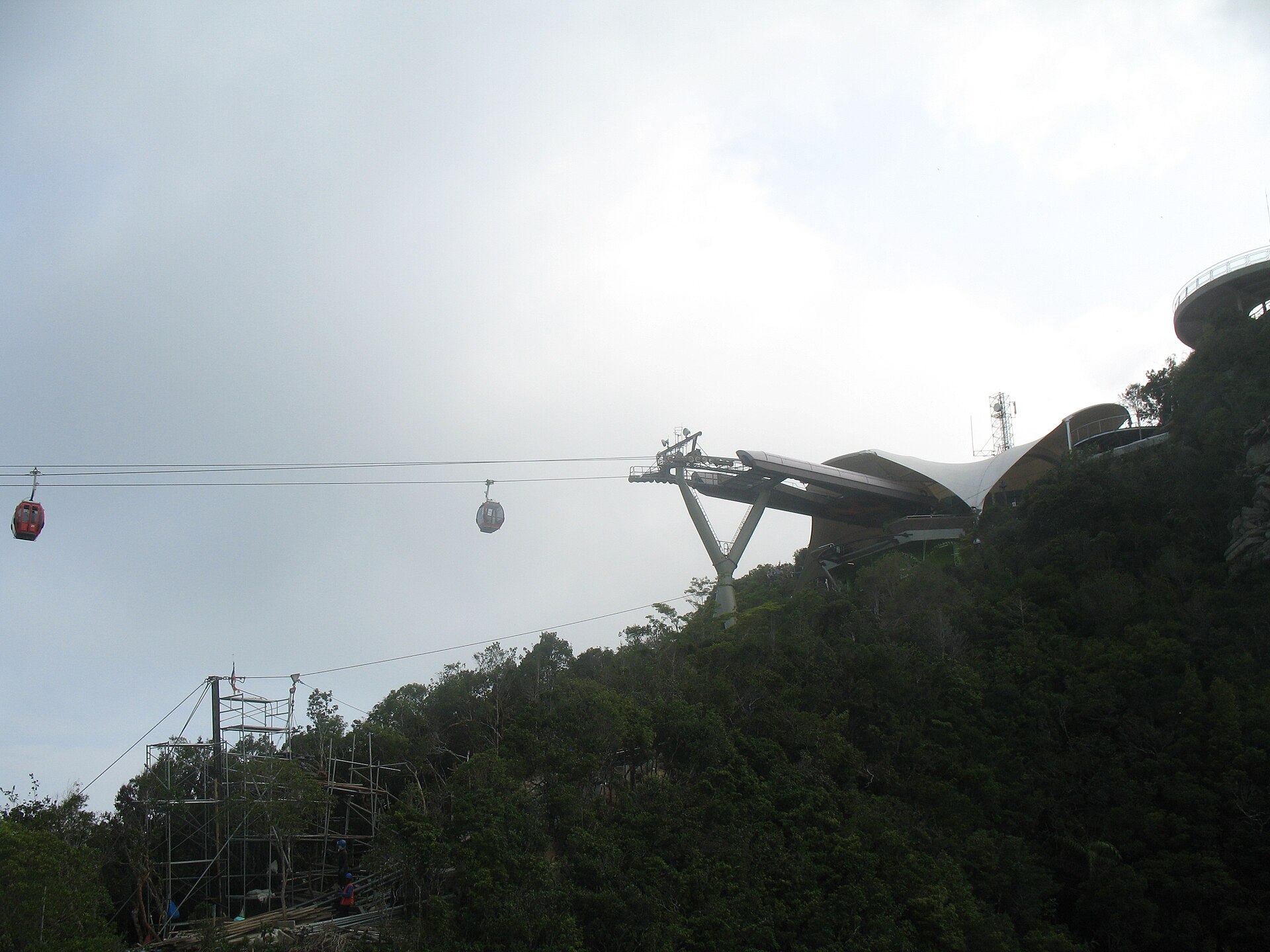 The view down to the cable-car top station from the Langkawi SkyBridge.