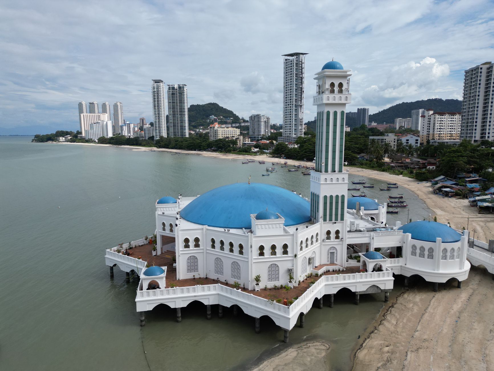 The blue-domed floating mosque (Masjid Terapung) at Tanjung Bungah, Penang.
